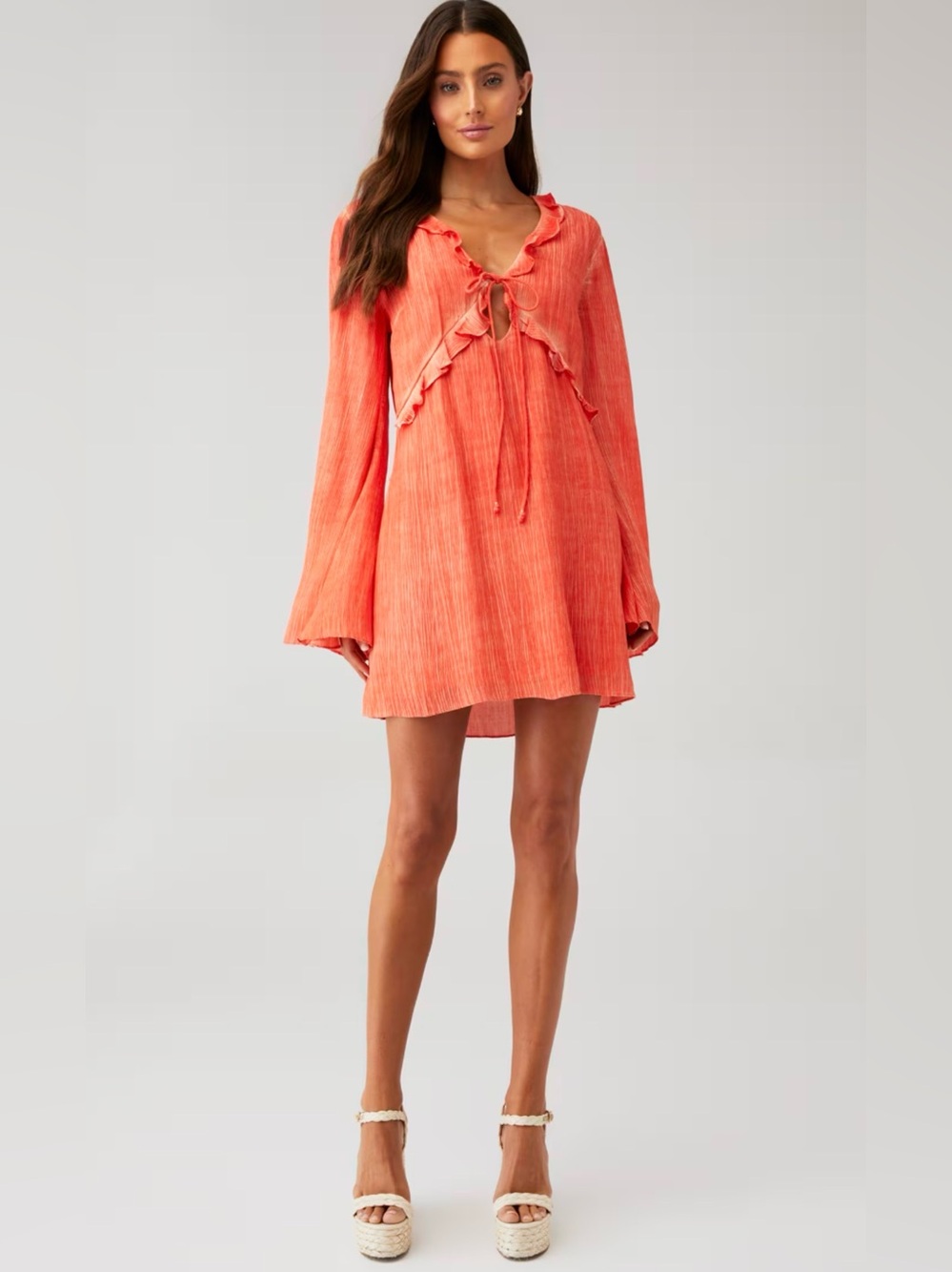 Rococo Sand Women's Boho River Short Dress in Orange Size Small *Flaw